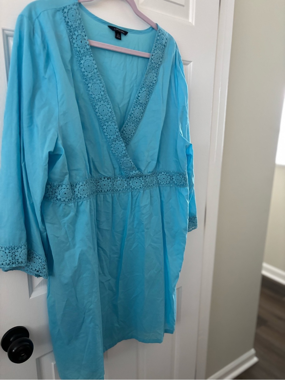 Lands' End Bright Turquoise cotton swim coverup